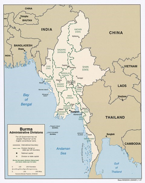 Carte Myanmar Birmanie